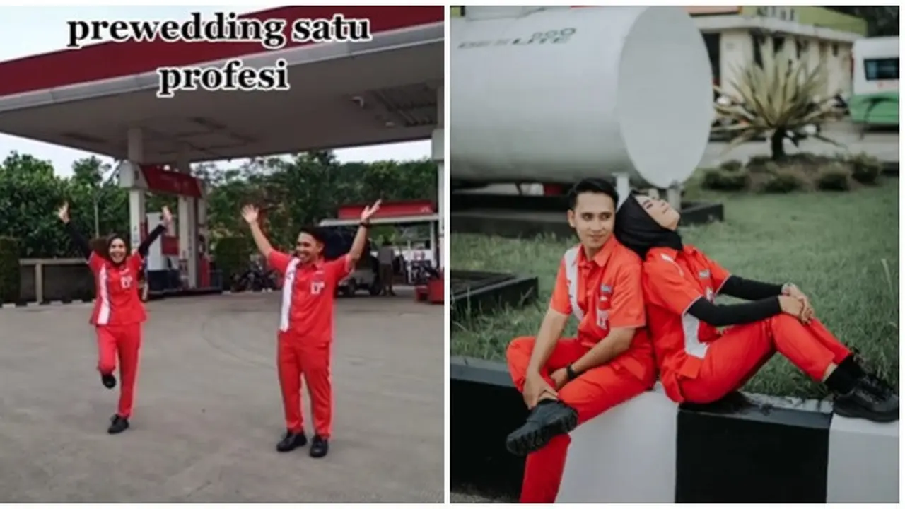 Viral Pasangan Satu Profesi Ini Prewedding di Pom Bensin, Hasilnya Keren