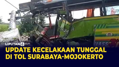 VIDEO: Polisi Periksa Sopir Bus Utama Kecelakaan Tunggal di Tol Surabaya-Mojokerto