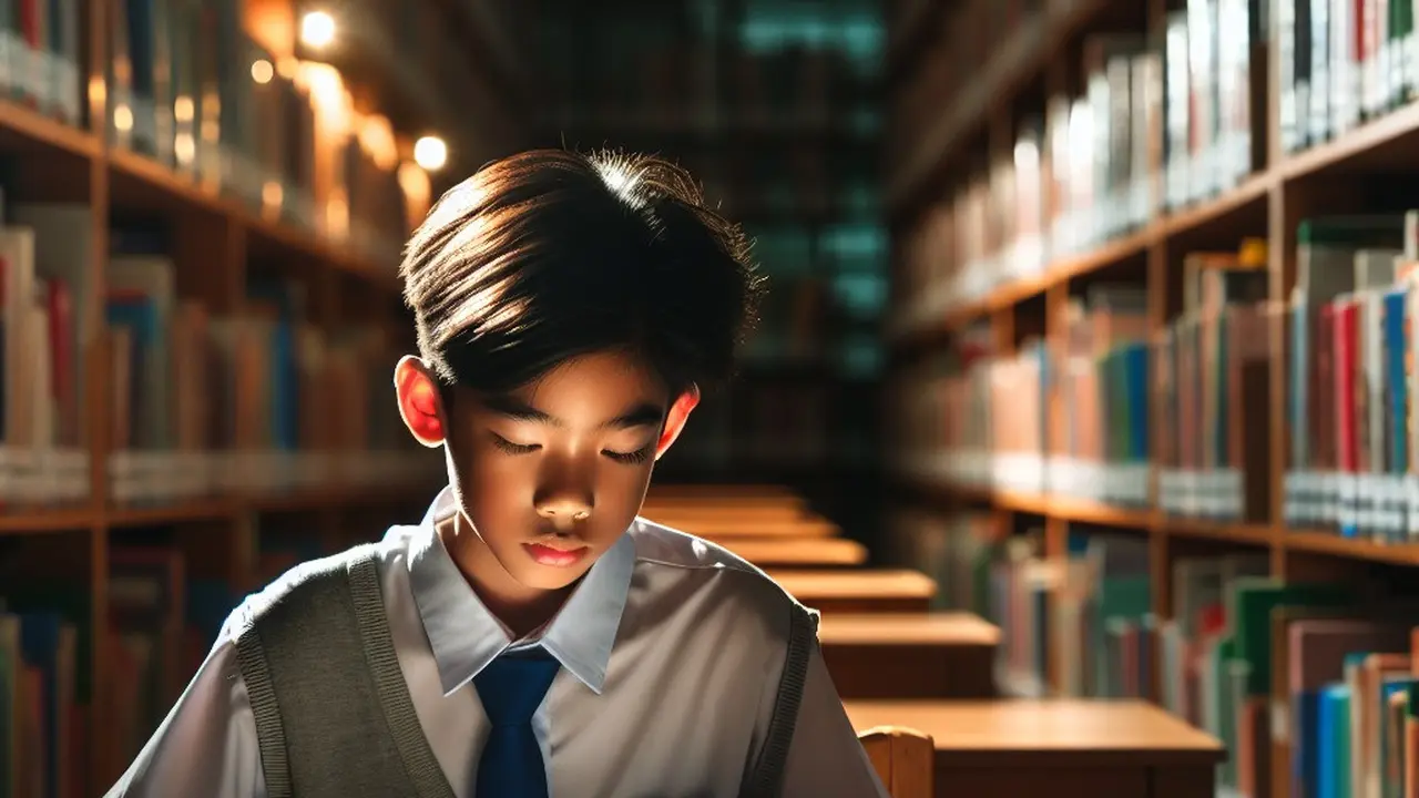 Siswa membaca buku di perpustakaan