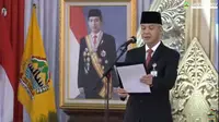 Gubernur Jawa Tengah Ganjar Pranowo melantik 21 kepala daerah di Gedung Gradhika Bhakti Praja, Semarang, Jumat (26/2/2021). (Liputan6.com/ Pemprov Jateng)