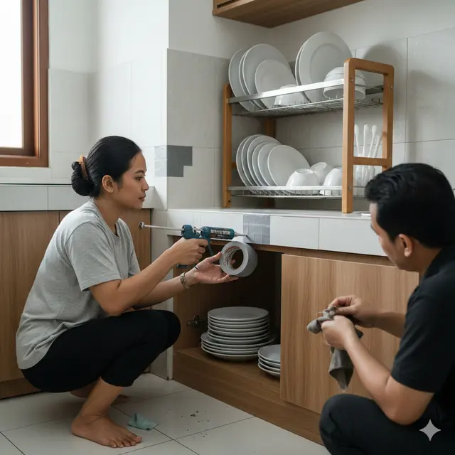 Cara Menghilangkan Kecoak di Rak Piring (Foto: Gemini AI)