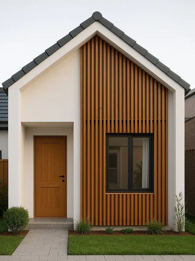 Inspirasi Fasad Rumah Tipe 21 dengan Aksen Kayu