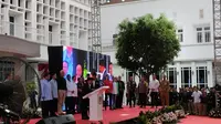 Tiga pasangan capres dan cawapres resmi menandatangani naskah deklarasi Pemilu Damai di KPU RI, Jakarta Pusat (27/11/2023). (Liputan6.com/ Winda Nelfira)