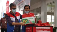 Komisaris PT Pertamina Patra Niaga, Muhammad Yusni bersama Direktur Pemasaran Pusat dan Niaga, Hasto Wibowo mengunjungi TBBM Medan Group berada di Jalan KL Yos Sudarso Medan. (Foto: Pertamina)