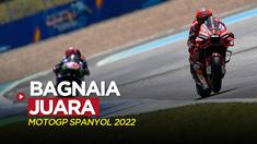 Berita video highlights MotoGP Spanyol 2022, di mana Pecco Bagnaia menjadi juara, dan hadir momen Marc Marquez nyaris terjatuh, Minggu (1/5/2022) malam hari WIB.