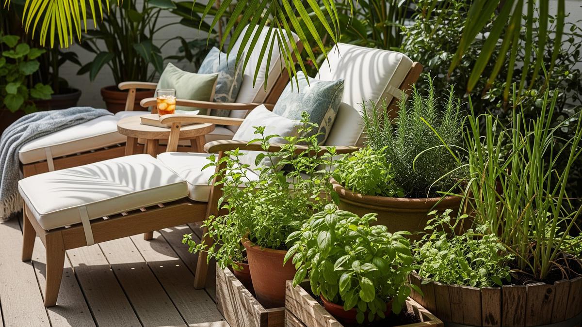 6 Inspirasi Model Teras Santai dengan Kebun Herbal di Samping Kursi yang Estetik dan Menenangkan