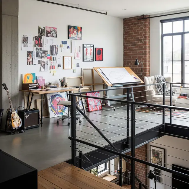 Desain Rumah Mezzanine Modern dengan Workspace Cozy di Atas