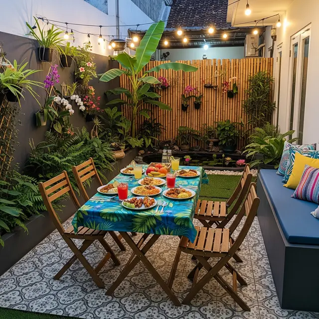 Inspirasi Halaman Belakang Rumah Kecil Tapi Multifungsi untuk Tempat Makan Outdoor