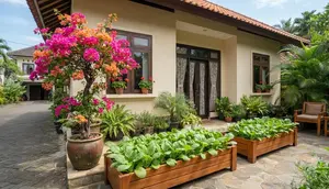 6 Inspirasi Taman Teras dengan Bunga Hias dan Sayuran Daun, Cantik Sekaligus Produktif