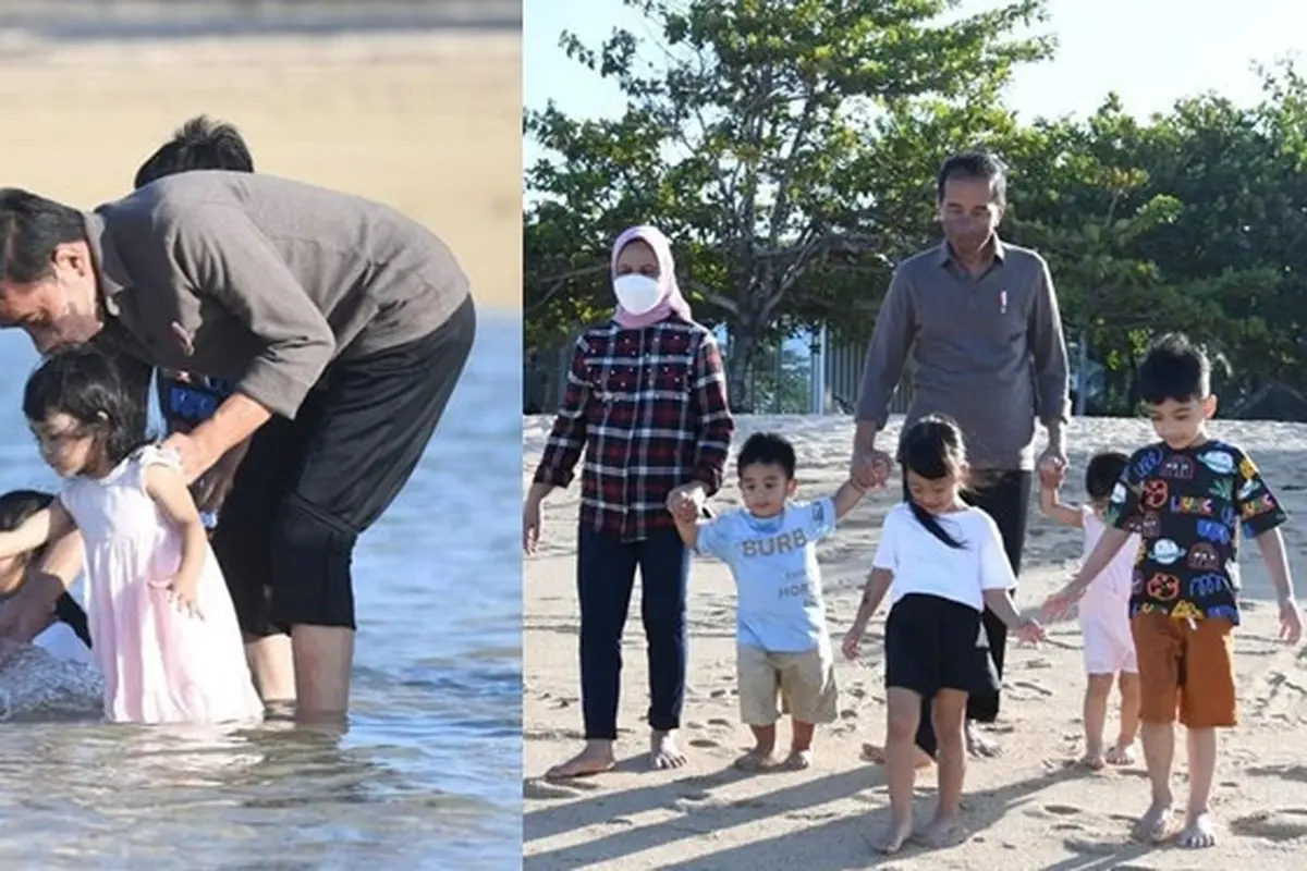 6 Momen Jokowi Libur Lebaran Bareng Cucu, Lepas Penat di Pantai Bali