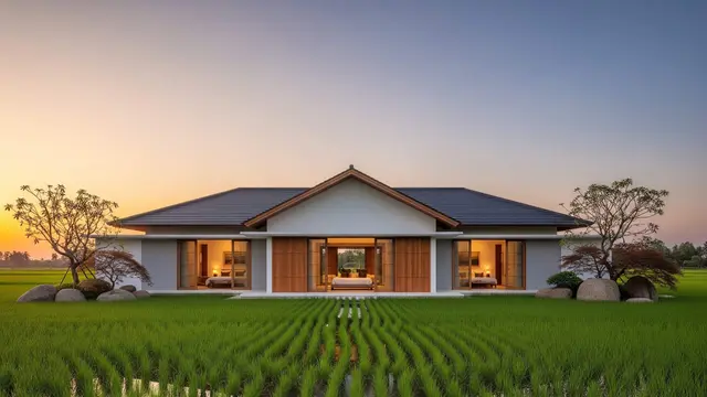 Desain Rumah Minimalis Kampung tapi Kelihatan Seperti Villa Mahal di Tengah Sawah
