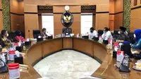 Pengurus Partai Nasdem menemui Menko Polhukam Mahfud MD. (Dian Kurniawan/Liputan6.com)