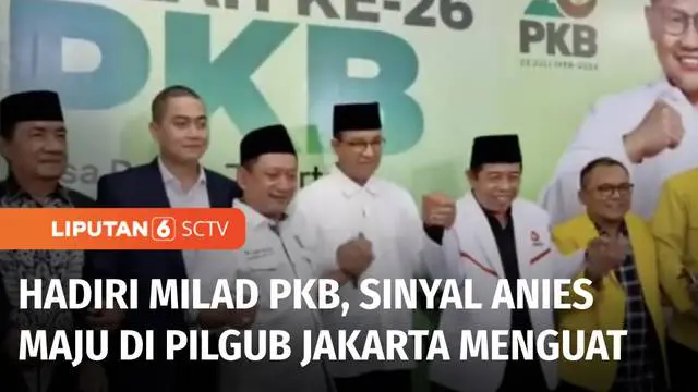 Mantan Gubernur Jakarta, Anies Baswedan menghadiri tasyakuran hari lahir Partai Kebangkitan Bangsa. Dalam kesempatan ini Anies merespons permintaan Partai Keadilan Sejahtera untuk maju di Pilgub Jakarta.