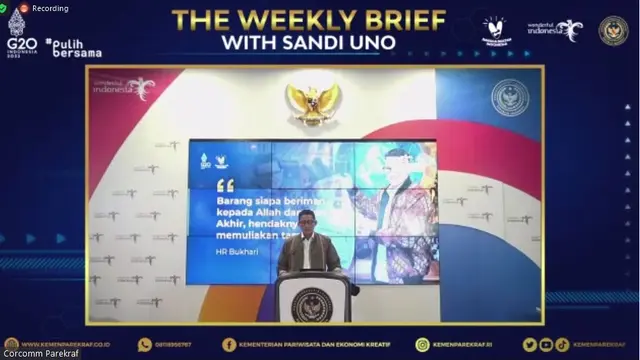 Menparekraf Sandiaga Uno di Weekly Press Briefing, 19 September 2022