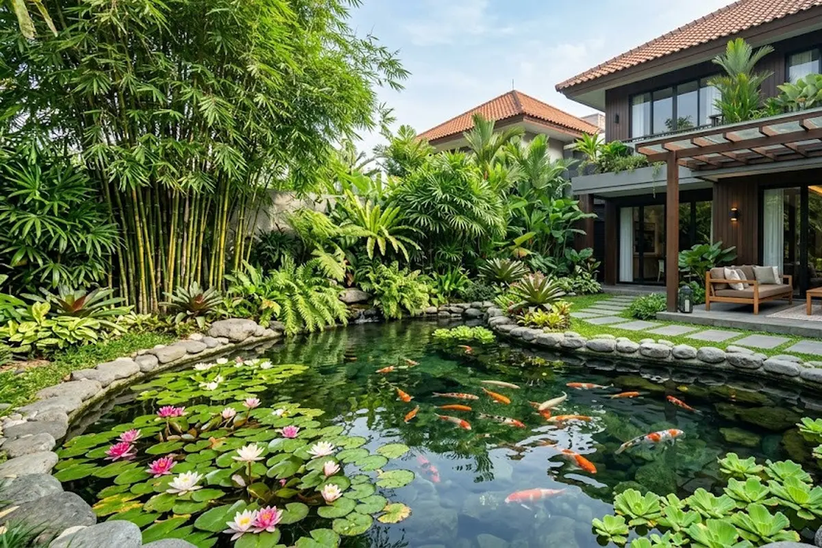 Cara Memadukan Tanaman Hias dan Kolam Koi Tanpa Membuat Air Cepat Kotor