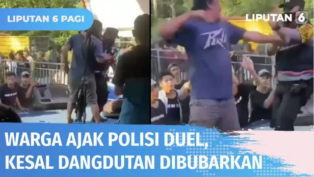 Viral! Seorang warga menantang anggota Polres Pati berkelahi di panggung hiburan rakyat. Pelaku kesal lantaran tak terima saat polisi meminta acara dangdut organ tunggal di desanya dihentikan.