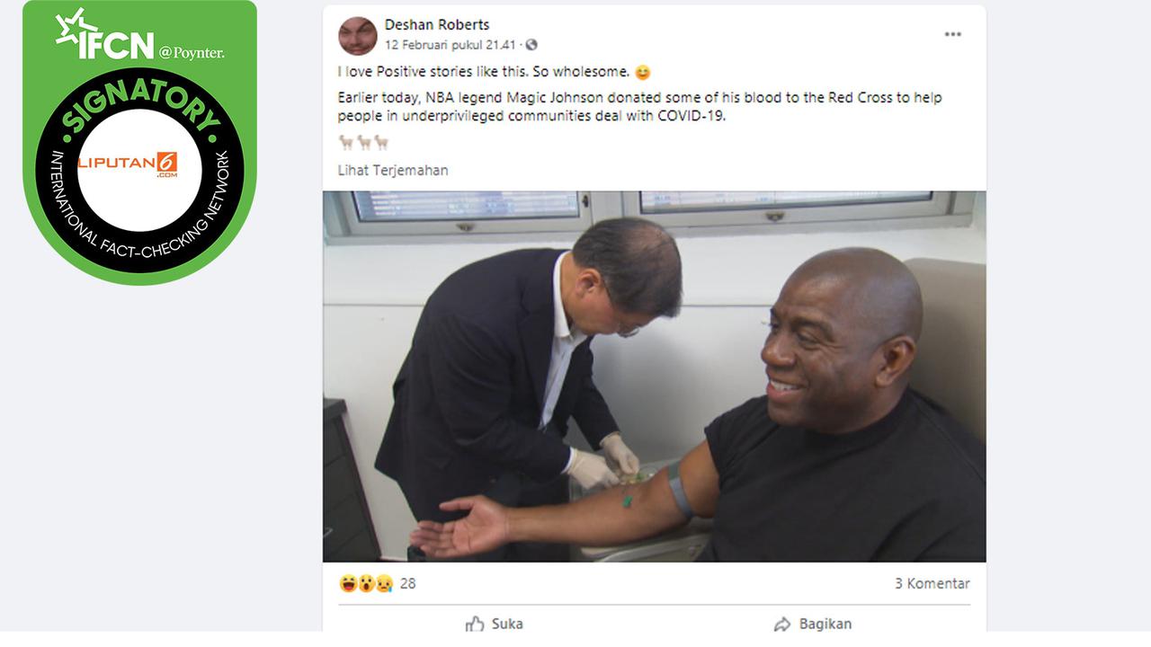 Klaim Legenda NBA yang Terpapar HIV Donor Darah untuk Pasien Covid-19