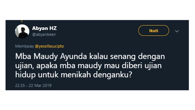 Komentar Maudy (Sumber: twitter/abyanbean)