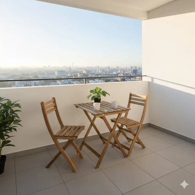 Balkon Rumah Mungil di Lahan Sempit yang Tetap Fungsional. Gemini