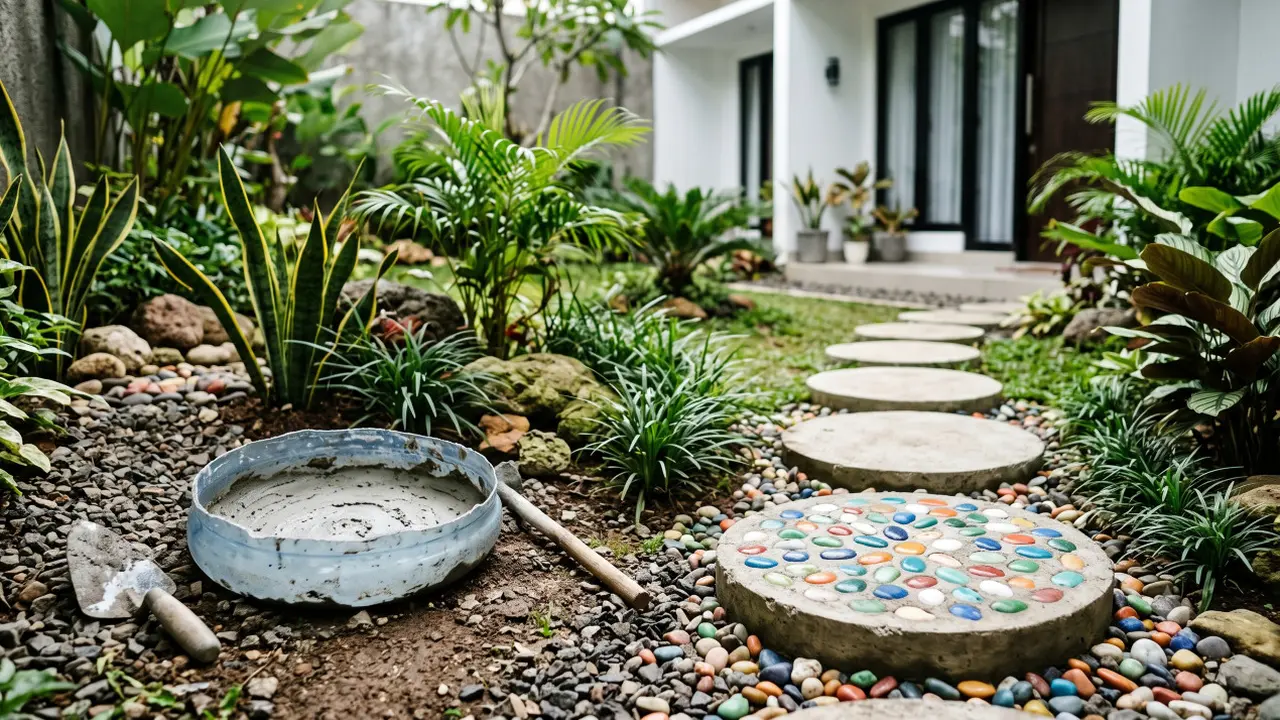 Cara Membuat Cetakan Batu Pijakan Taman dari Galon Bekas