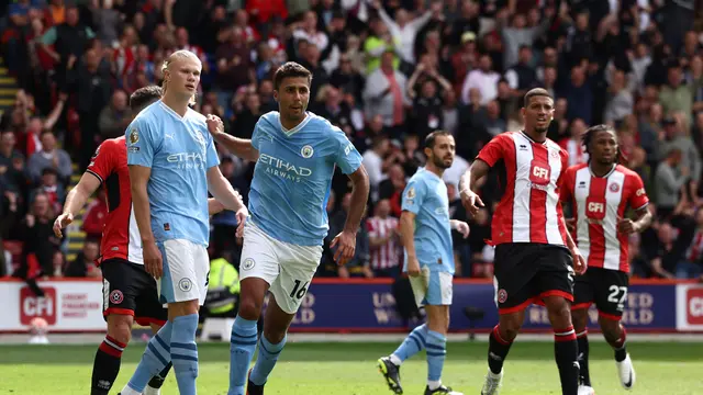 Rodri dan Erling Haaland - Sheffield United Vs Man City di Premier League 2023/2024