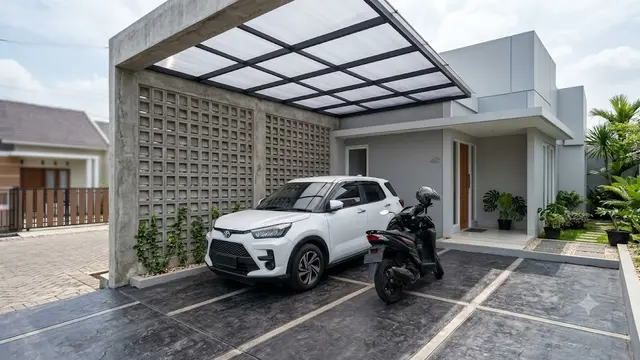 Model Carport dengan Dinding Roster