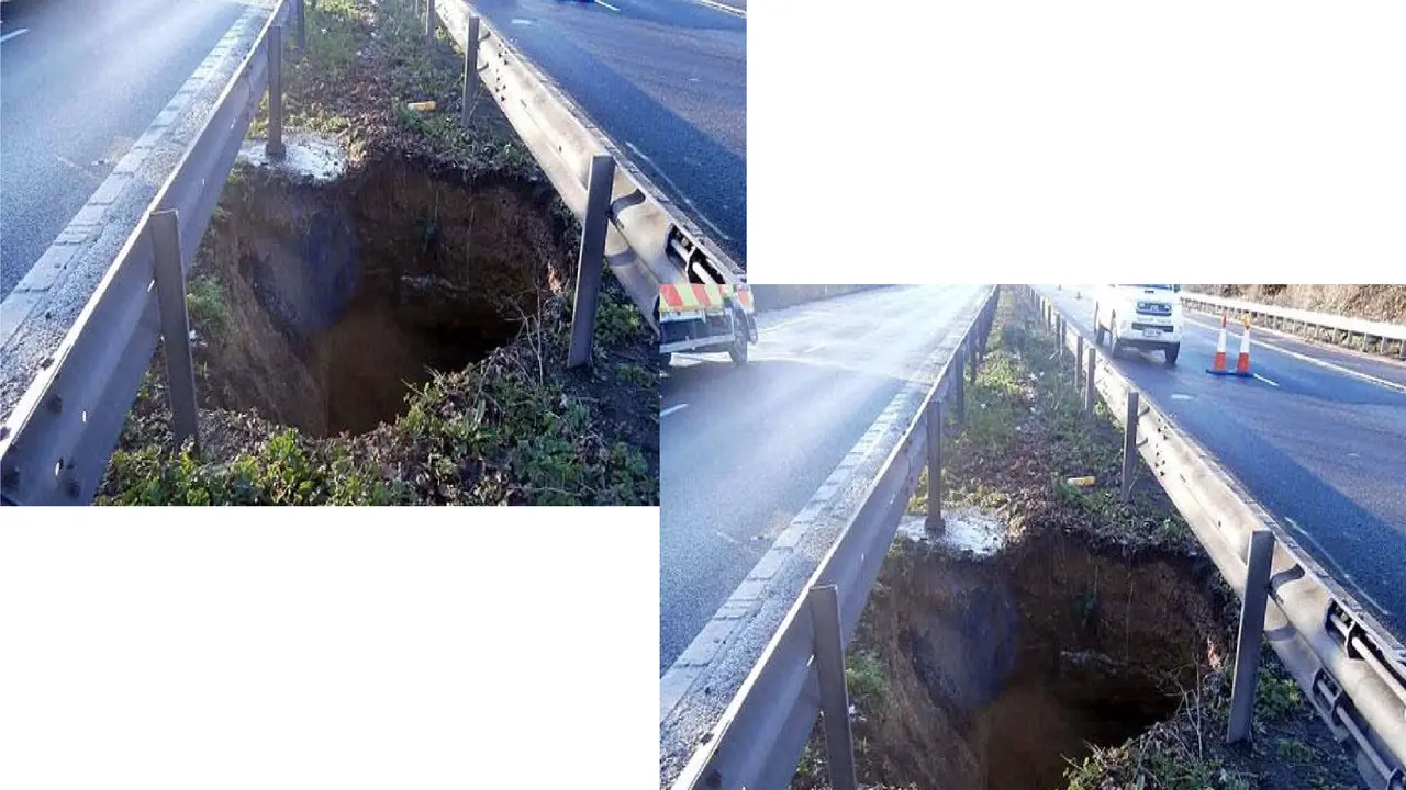 Mengerikan! Lubang 4,5 Meter Menganga di Jalan Tol Inggris