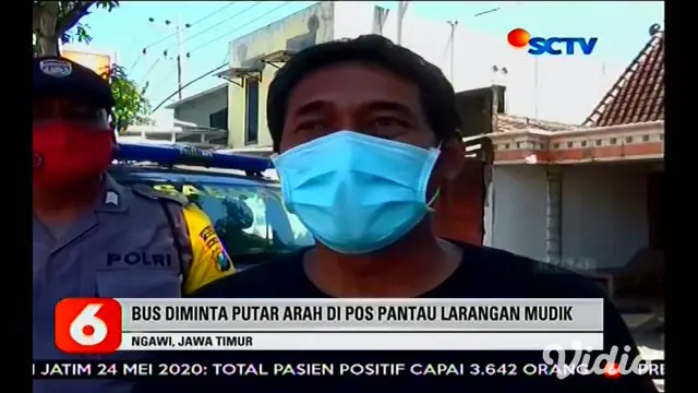 Sebanyak 26 orang pemudik dari Lampung diturunkan oleh awak bus di jalur exit tol Ngawi, Jawa Timur. Mereka diturunkan di jalan, karena bus menghindari penyekatan oleh petugas di pintu tol. Mereka kemudian diamankan dan didata oleh Dinkes Kabupaten N...