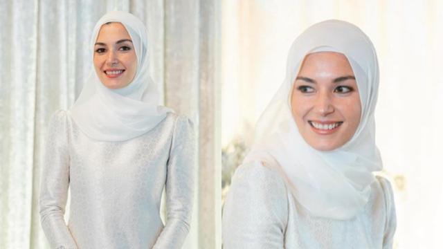 Gaya Kerudung Anisha Rosnah Tunangan Pangeran Abdul Mateen saat Khatam Alquran