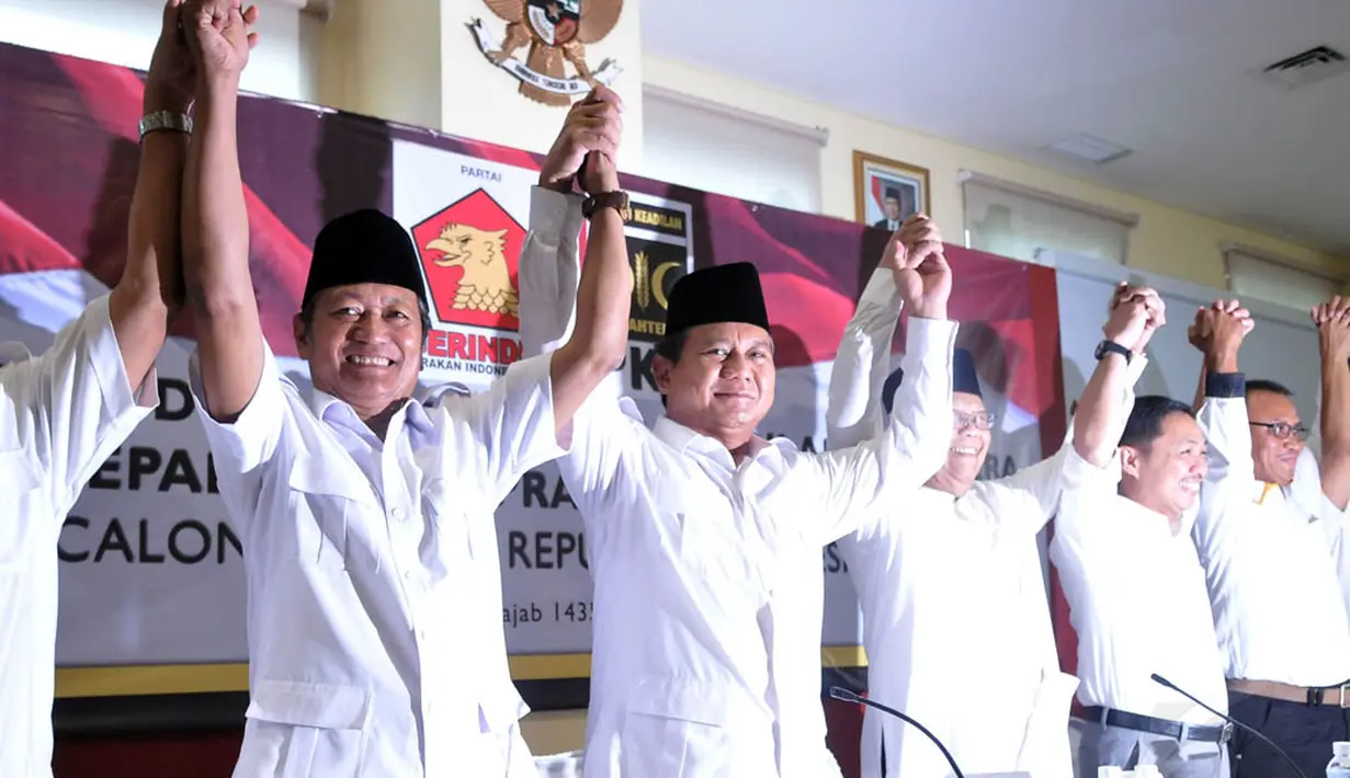 Petinggi Gerindra dan PKS usai pendeklarasian dukung Prabowo Subianto sebagai Capres dalam Pilpres 2014. Jakarta, Sabtu (17/5/2014) (liputan6.com/Johan Tallo)
