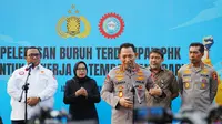 Kapolri Lepas 700 Buruh Terdampak PHK untuk Kembali Bekerja