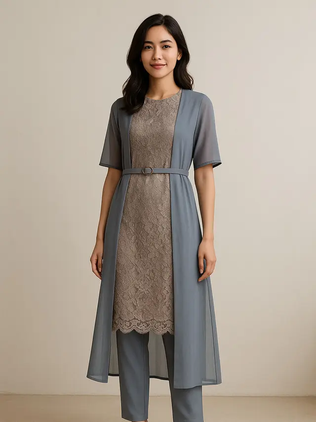 Model Gamis Brokat Selutut Non Hijab yang Sopan dan Elegan/Ilustrasi gambari oleh AI