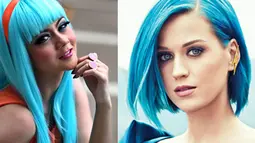 Gaya mantan personel Duo Racun, Janeta Janet yang colorful memunculkan anggapan ia mengikuti gaya Katy Perry. (Istimewa)