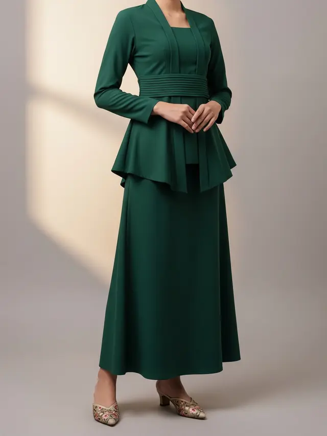 Kebaya Kartini Peplum dengan Lipatan Pinggang