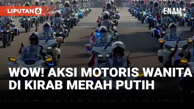 VIDEO: Keren! Aksi Motoris Wanita di Kirab Merah Putih