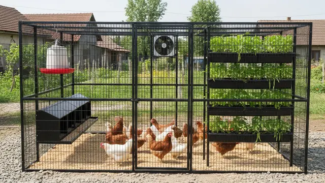 Desain Kandang Ayam Multifungsi Sekaligus Kebun Sayur. AI