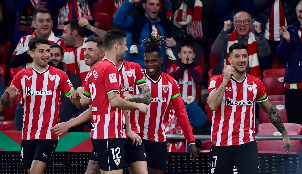 Kemenangan atas RCD Mallorca membuat Athletic Bilbao kokoh di peringkat kelima dengan 45 poin.  (Ander Gillenea/AFP)