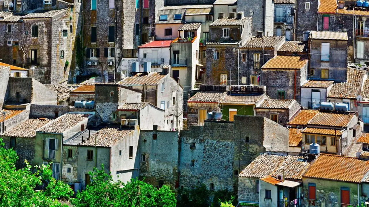Ilustrasi rumah di Sisilia, Italia