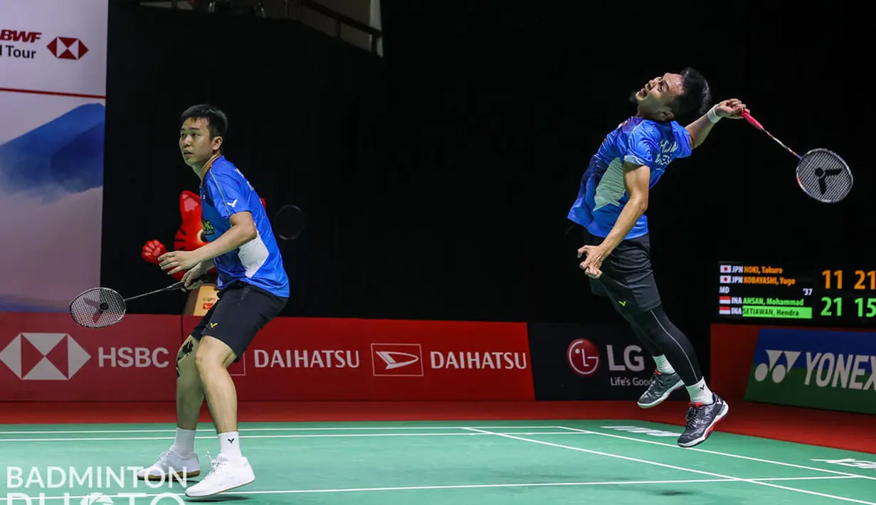 Pada babak 16 besar, The Dadies tumbang ditangan wakil Jepang lewat pertarungan tiga gim dengan skor 11-21, 21-15, dan 21-13. (Badminton Photo/Erika Sawauchi)