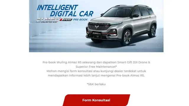 Wuling Almaz RS bisa didapatkan dengan pre book
