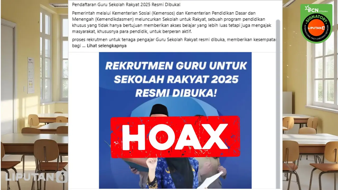 Tangkapan layar hoaks pendaftaran Guru Sekolah Rakyat