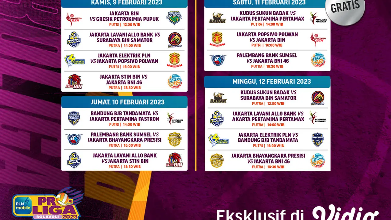 Jadwal dan Live Streaming Proliga 2023 Putaran Kedua di Vidio, 9-12 Februari 2023