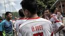 Pemain Tiongkok saat bersiap jelang turnamen sepak bola untuk kaum migran dan orang asing bertajuk "Balon Mundial" yang dihelat 6 Juni-5 Juli 2015 di Turin, Italia. (AFP PHOTO/MARCO BERTORELLO)