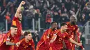 AS Roma lolos melaju ke 16 besar Liga Liga Europa 2023/2024 usai menyingkirkan Feyenoord lewat drama adu penalti (4-2). (Alberto PIZZOLI/AFP)