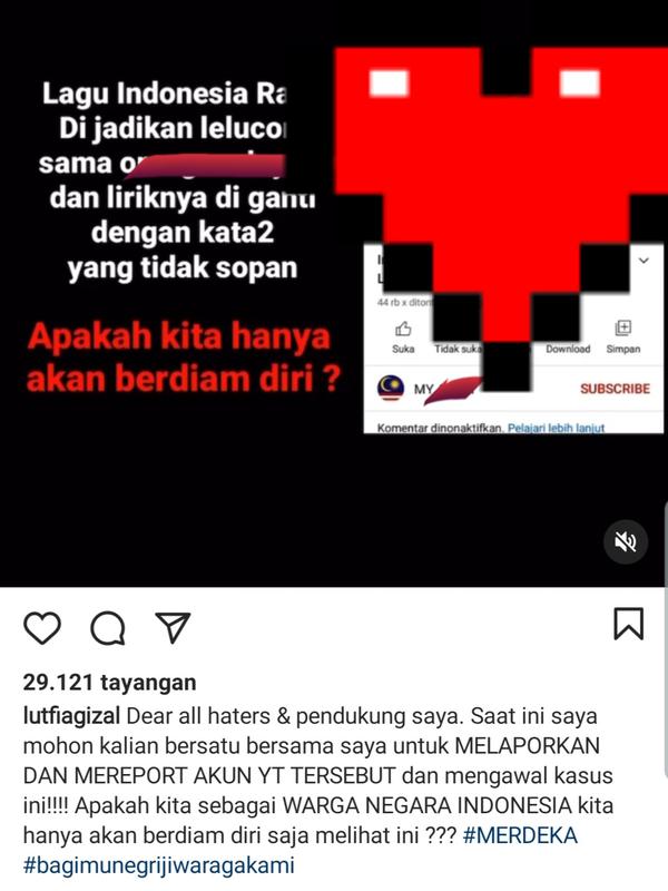 Unggahan Lutfi Agizal. (Foto: Instagram @lutfiagizal)