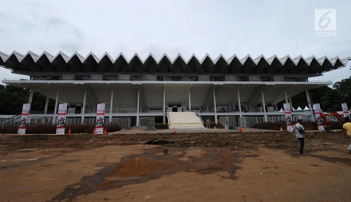 Kondisi bagian depan di Istora Senayan jelang gelaran turnamen Indonesia Masters 2018, Jakarta, Minggu (21/1). Ajang Indonesia Master akan dihelat pada 23-28 Januari 2018 dan diikuti 20 negara. (Liputan6.com/Helmi Fithriansyah)