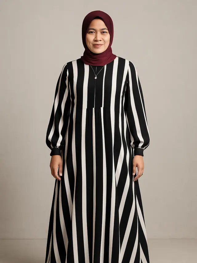 Gamis Motif Garis-garis Kekinian untuk Usia 40-50 Tahun (Foto: ChatGPT)