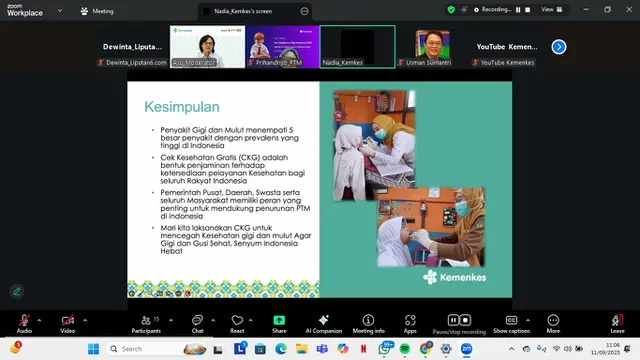 Media Briefing memperingati Hari Kesehatan Gigi Nasional bersama Direktur Penyakit Tidak Menular Kementerian Kesehatan, Siti Nadia Tarmizi, dan Ketua Umum PB PDGI, Usman Sumantri, pada Kamis (11/9/2025).