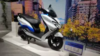 Suzuki e-Burgman tampil di Japan Mobility Show 2023 di Tokyo Big SIght, Tokyo, Jepang. (Septian/Liputan6.com)