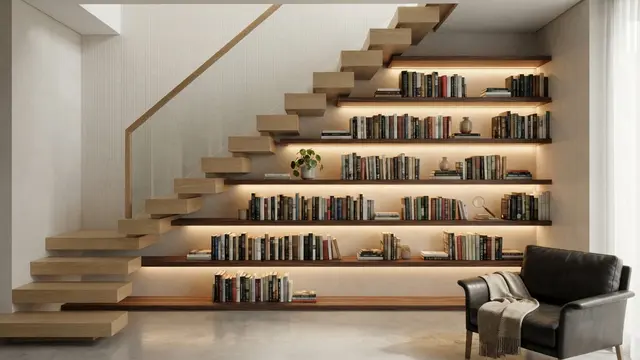 Model Rak Buku di Bawah Tangga